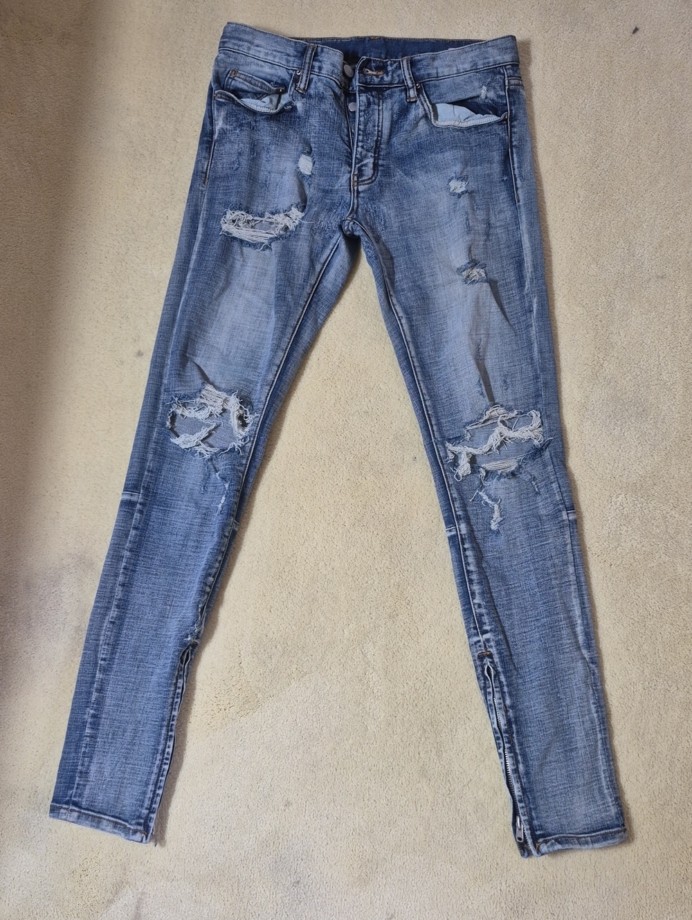 MNML Light Blue Washed Denim Jeans Skinny 31
